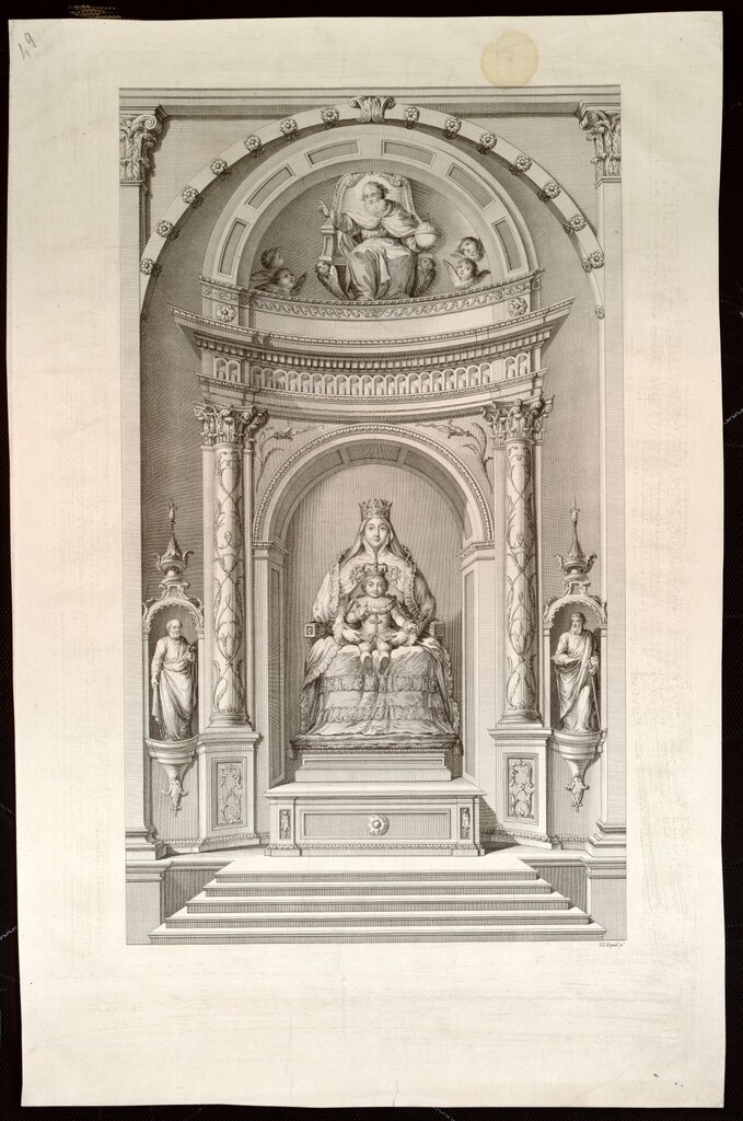 Miniatura de Altar con las figuras de la Virgen con el Niño, Dios Padre,SanPedro y San Pablo