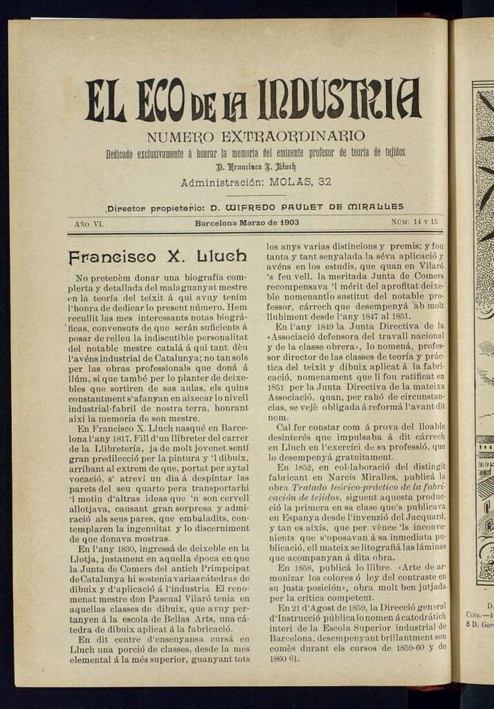 Miniatura de El Eco de la Industria de marzo de 1903