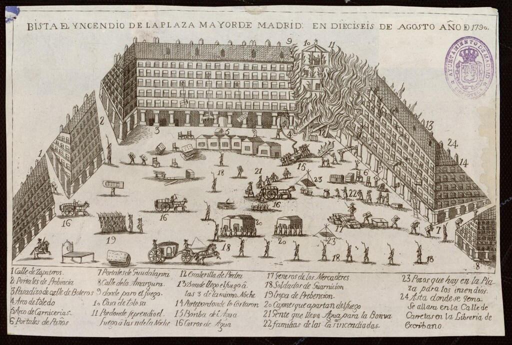 Miniatura de Vista del incendio de la Plaza Mayor de Madrid