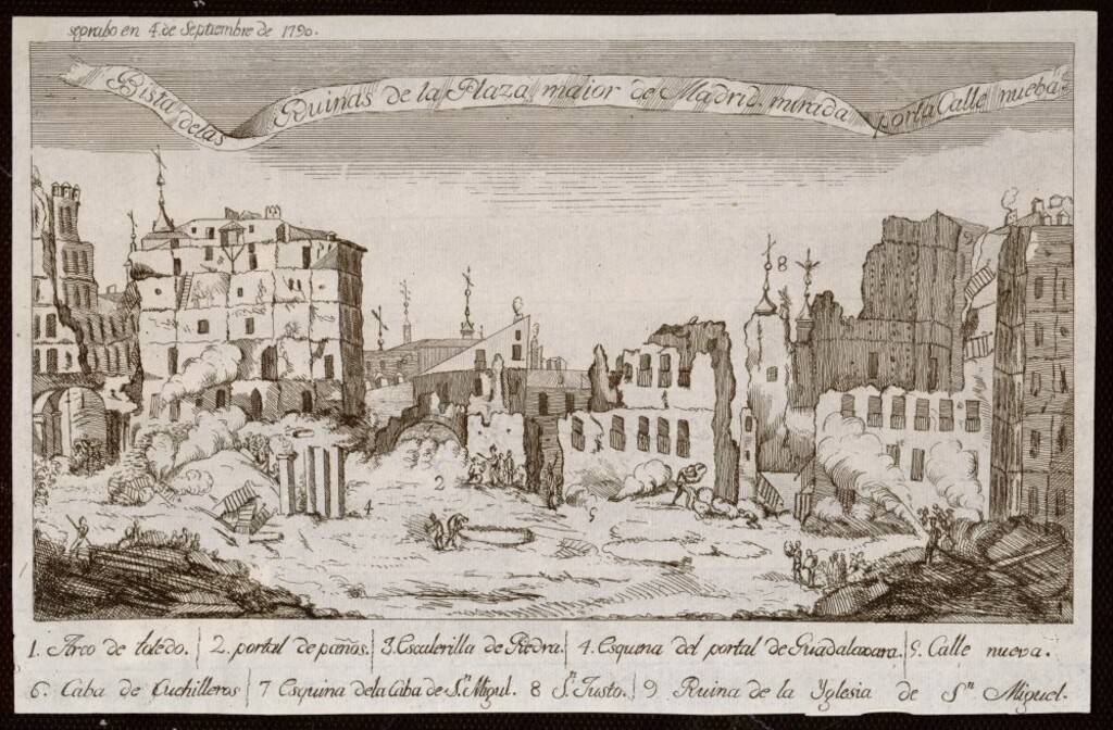 Miniatura de Vista de la ruinas de la Plaza Mayor de Madrid