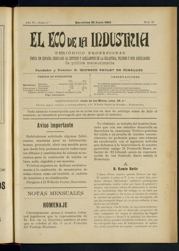 Miniatura de El Eco de la Industria de junio de 1903