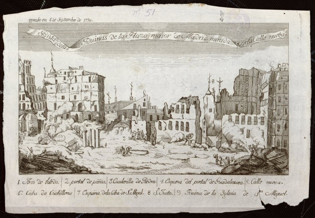 Miniatura de Vista de la ruinas de la Plaza Mayor de Madrid