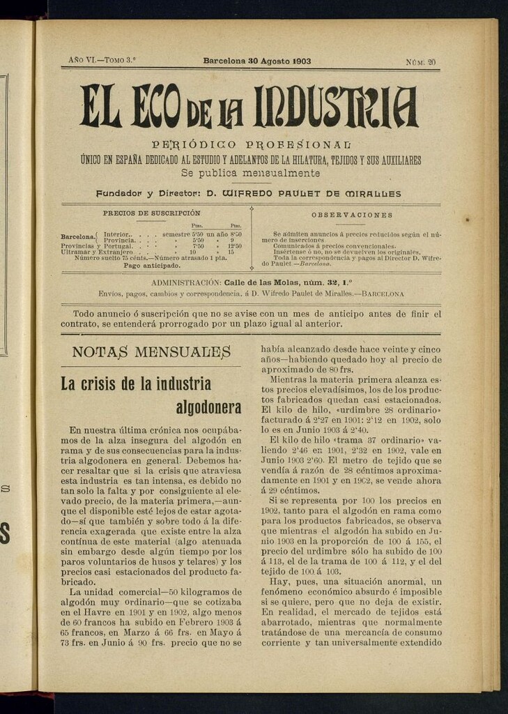 Miniatura de El Eco de la Industria de agosto de 1903