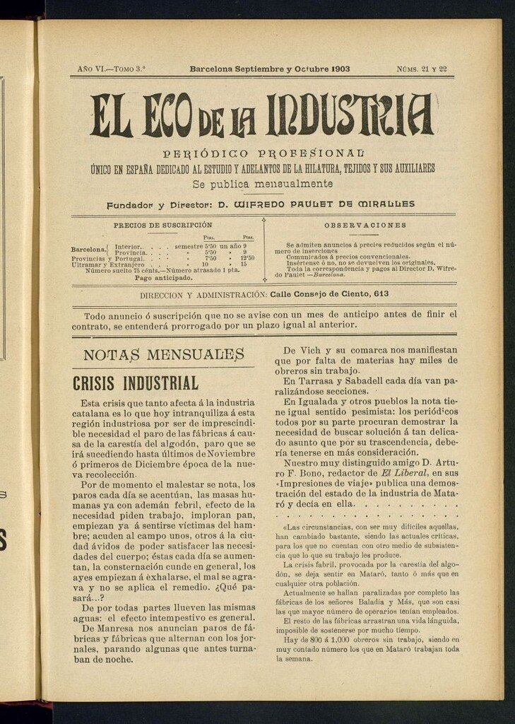 Miniatura de El Eco de la Industria de septiembre - octubre de 1903