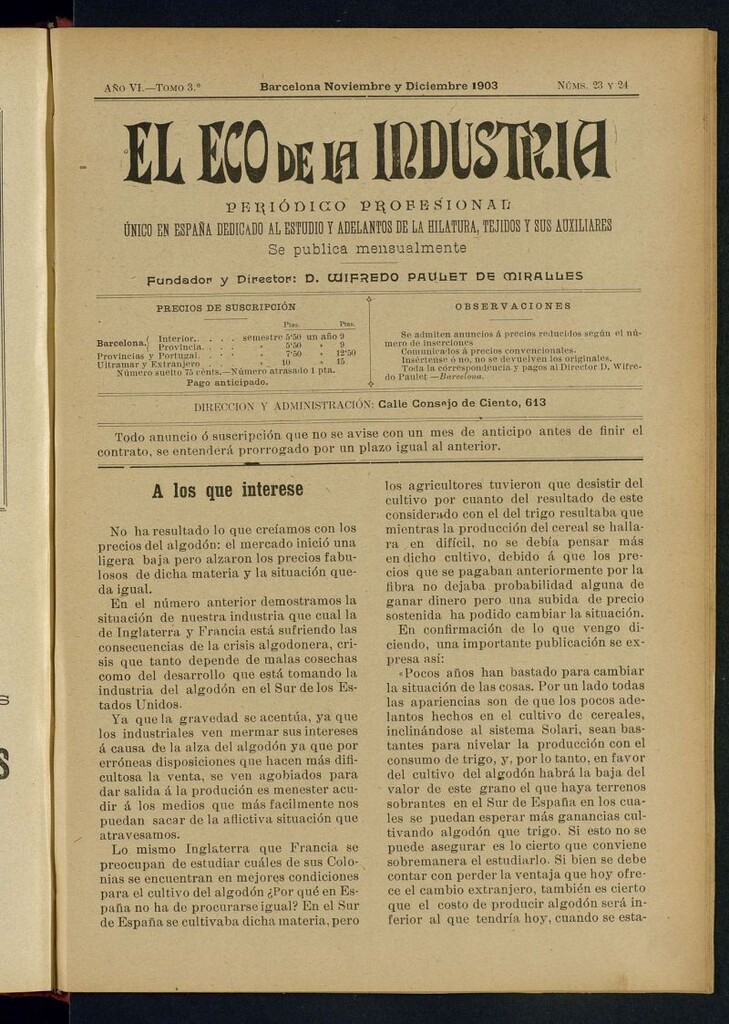 Miniatura de El Eco de la Industria de noviembre - diciembre de 1903