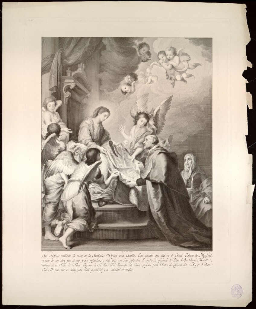 Miniatura de Descensión de la Virgen para imponer la casulla a San Ildefonso