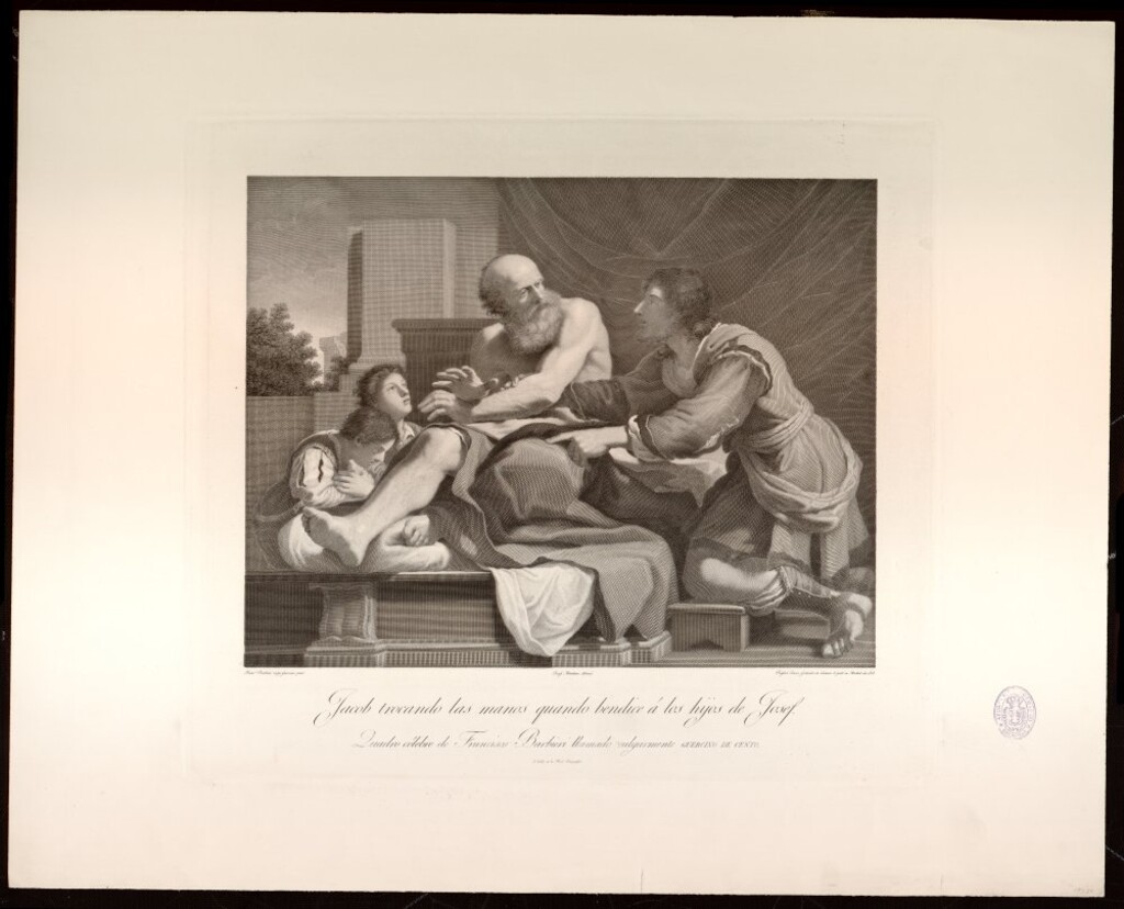 Miniatura de Jacob bendiciendo a los hijos de José