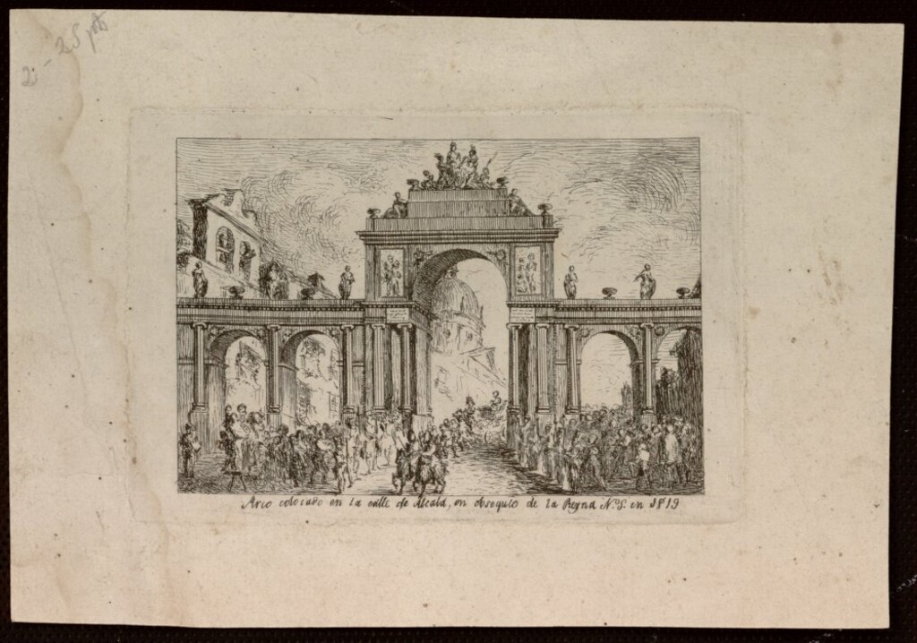Miniatura de Arco erigido en Madrid en la calle de Alcalá