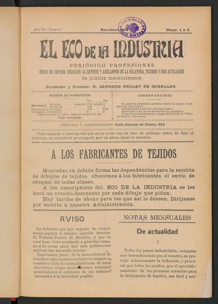 Miniatura de El Eco de la Industria de enero y febrero de 1904