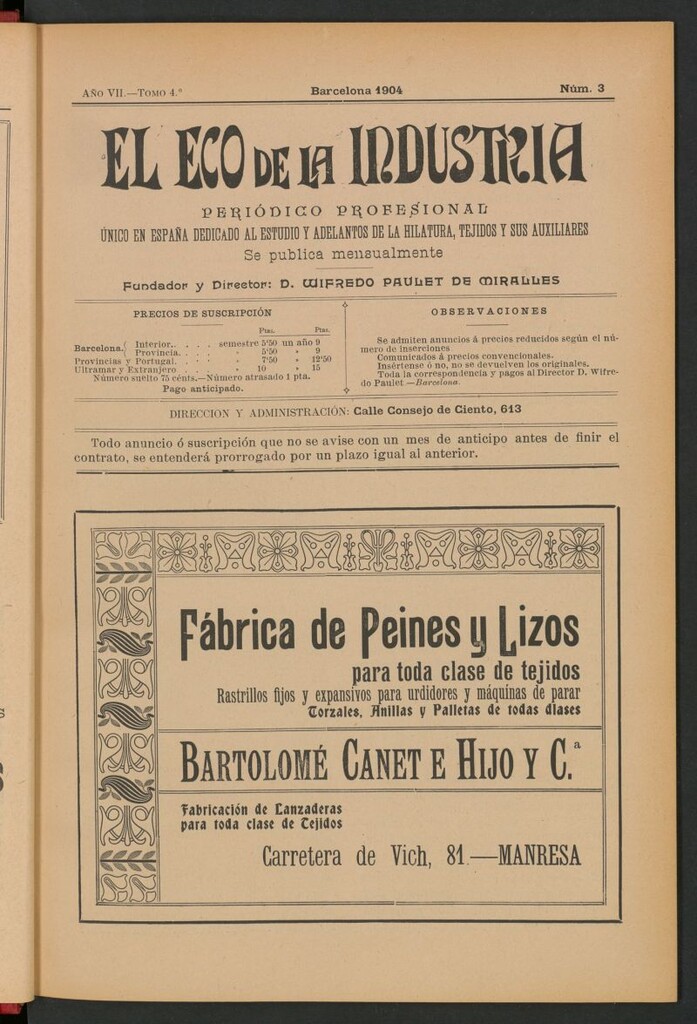 Miniatura de El Eco de la Industria de marzo de 1904