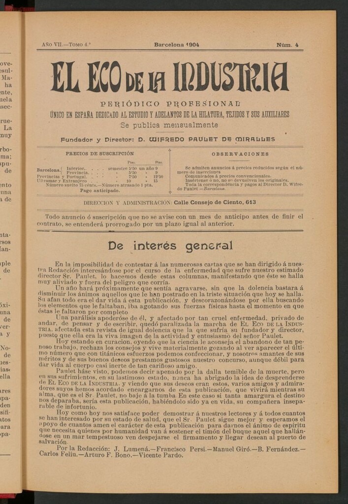 Miniatura de El Eco de la Industria de abril de 1904
