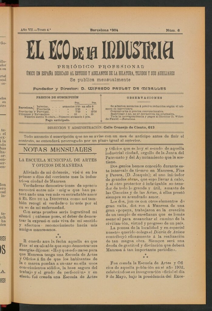 Miniatura de El Eco de la Industria de junio de 1904