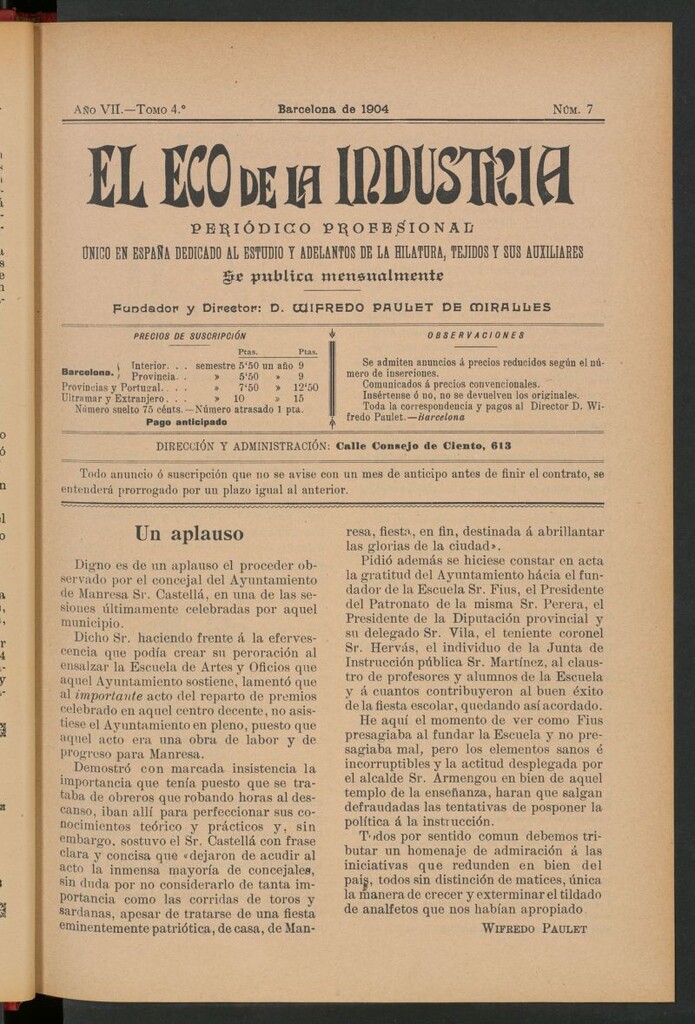 Miniatura de El Eco de la Industria de julio de 1904