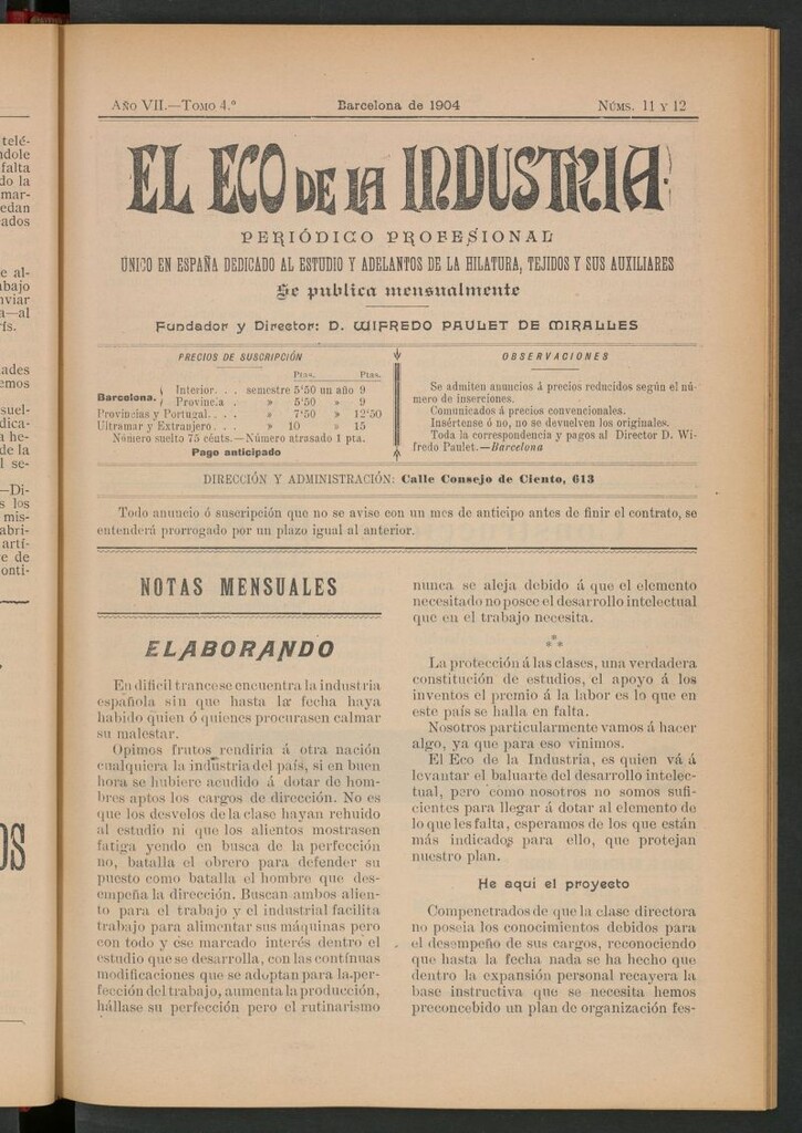 Miniatura de El Eco de la Industria de noviembre y diciembre de 1904