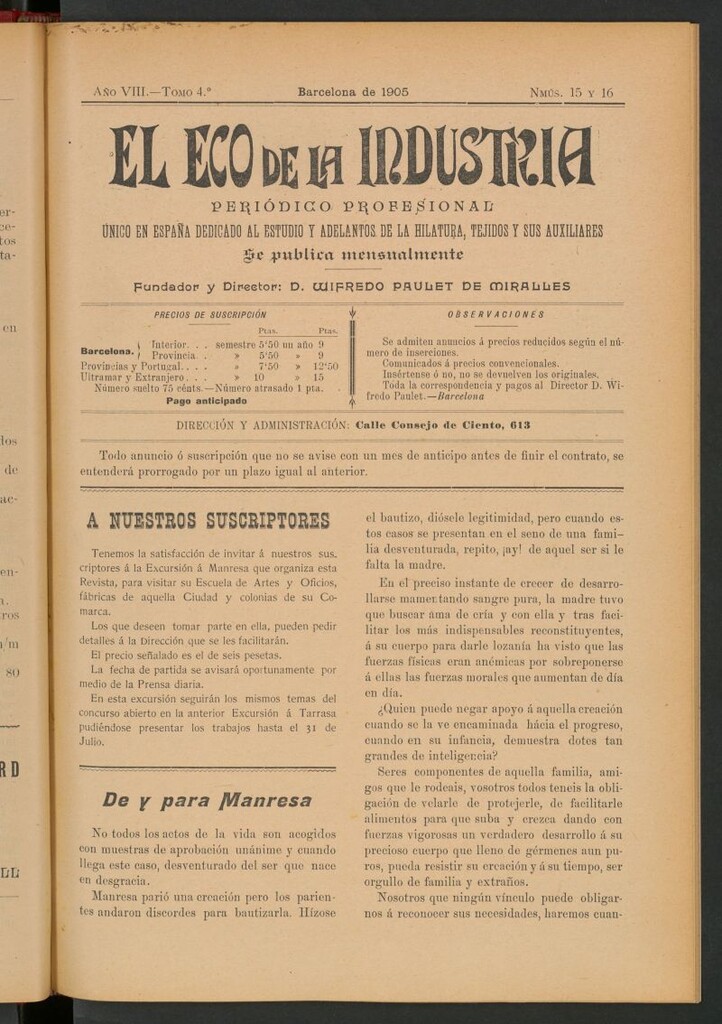 Miniatura de El Eco de la Industria de marzo y abril de 1905