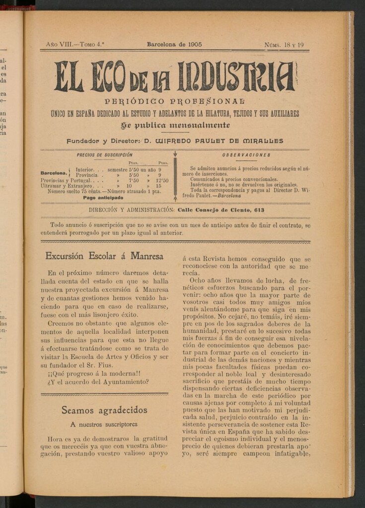 Miniatura de El Eco de la Industria de junio y julio de 1905