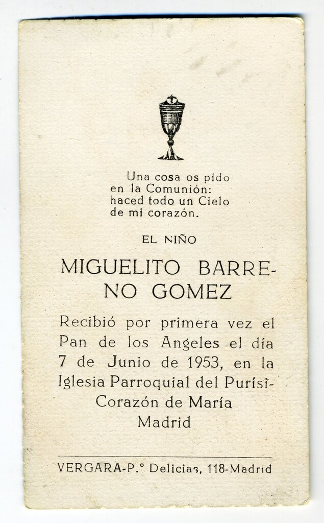 Miniatura de Recordatorio de Primera Comunión