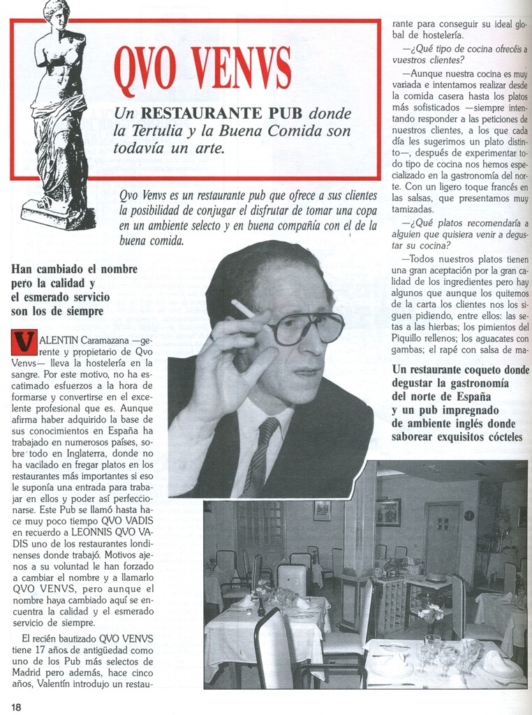Miniatura de Quo Venus, un restaurante pub donde la tertulia y la buena comida son todavía un arte