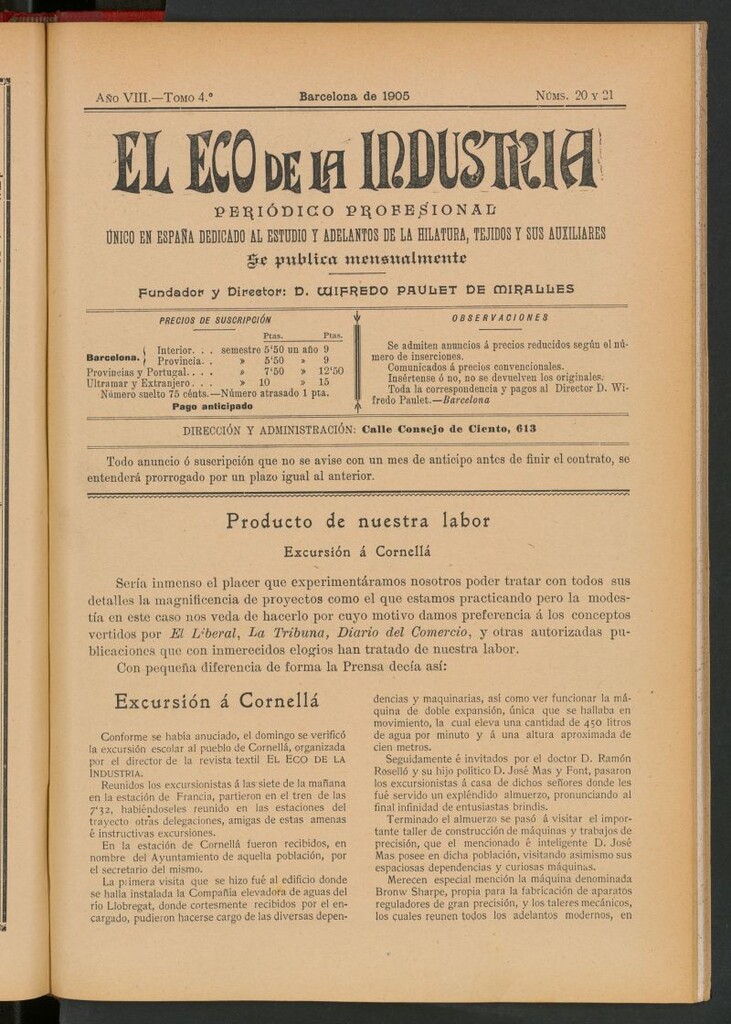 Miniatura de El Eco de la Industria de agosto y septiembre de 1905