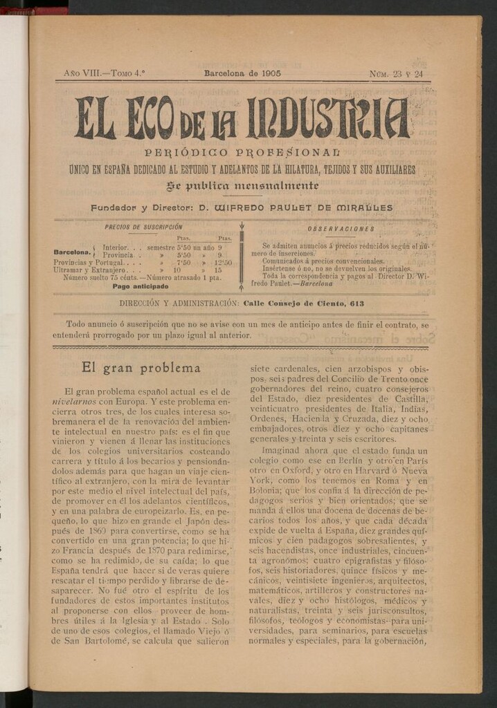 Miniatura de El Eco de la Industria de noviembre y diciembre de 1905