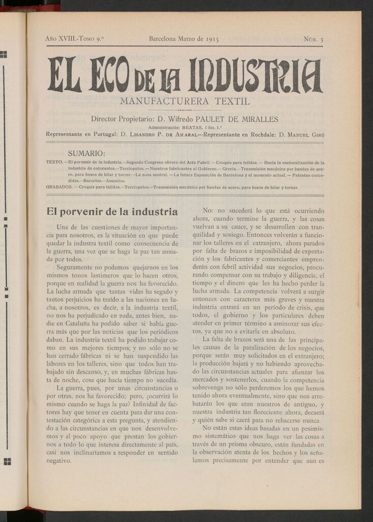 Miniatura de El Eco de la Industria de marzo de 1915