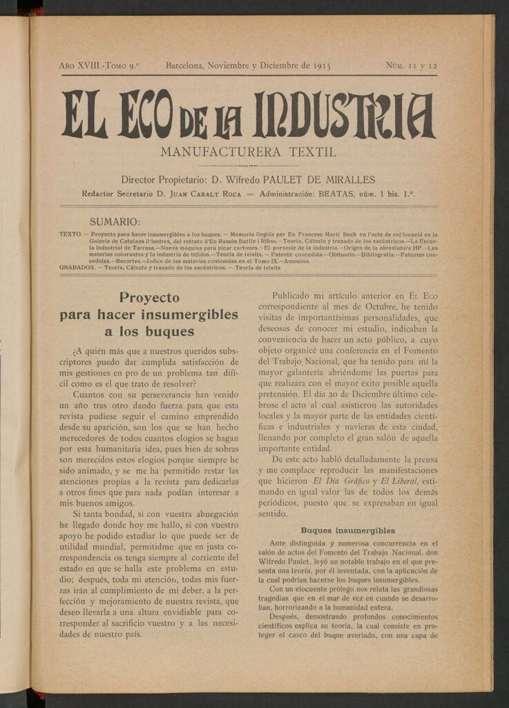 Miniatura de El Eco de la Industria de noviembre - diciembre  de 1915