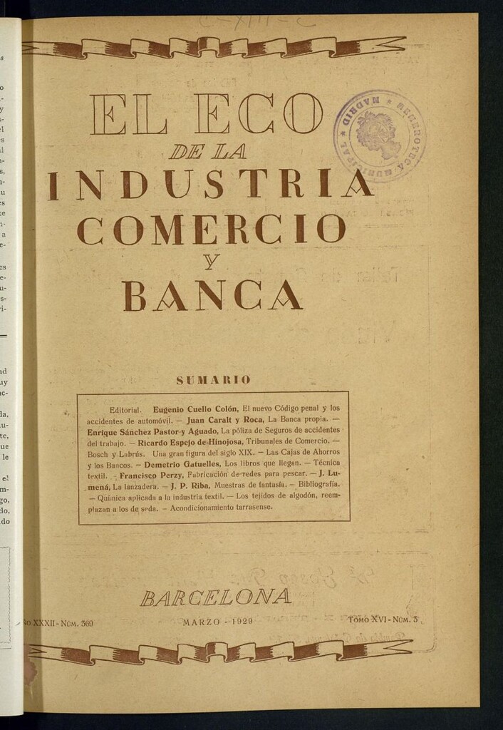 Miniatura de El Eco de la Industria, Comercio y Banca de marzo de 1929
