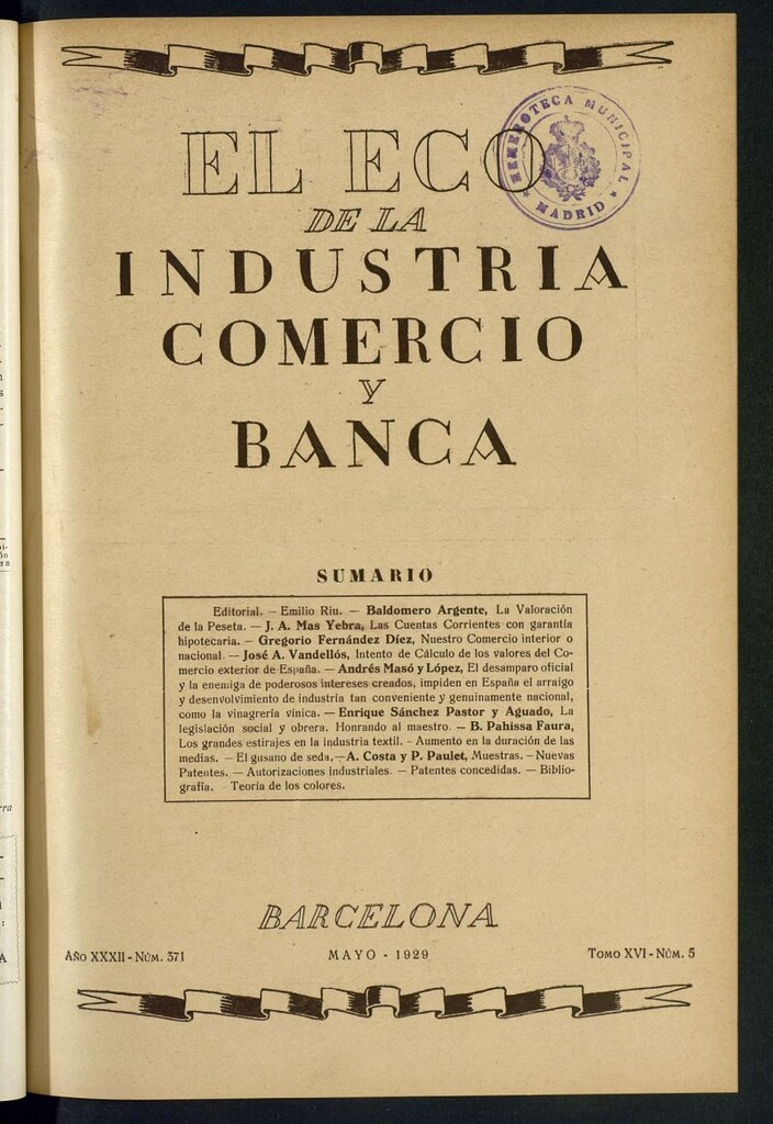Miniatura de El Eco de la Industria, Comercio y Banca de mayo de 1929