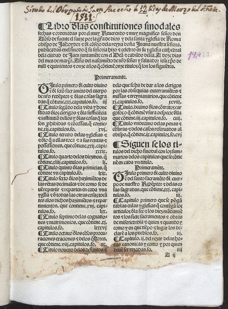 Miniatura de Sinodal del obispado de Iaen