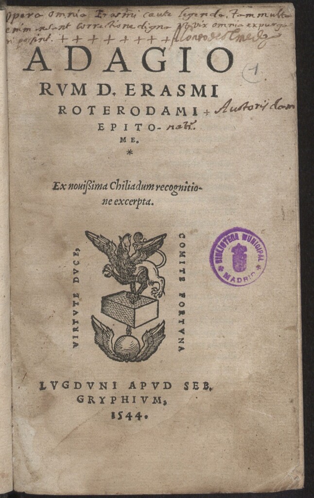 Miniatura de Adagiorum D. Erasmi Roterodami epitome