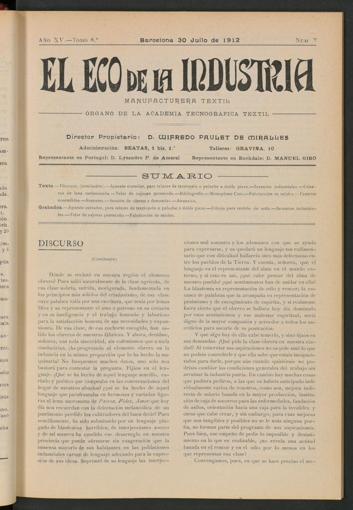 Miniatura de El Eco de la Industria del 30 de julio de 1912