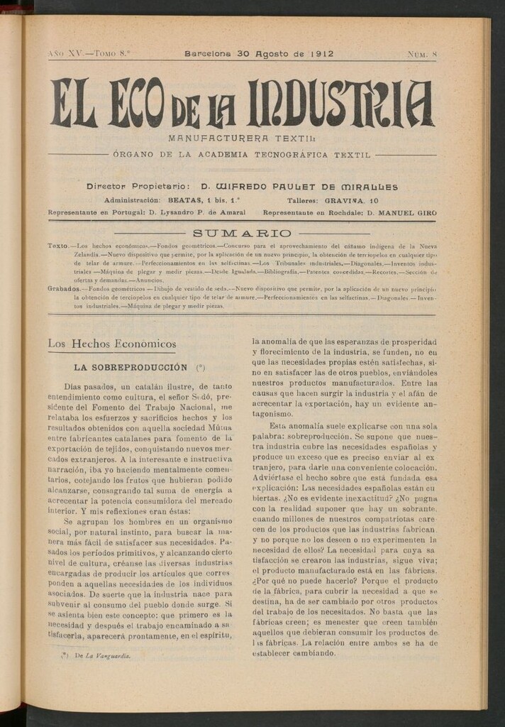 Miniatura de El Eco de la Industria del 30 de agosto de 1912