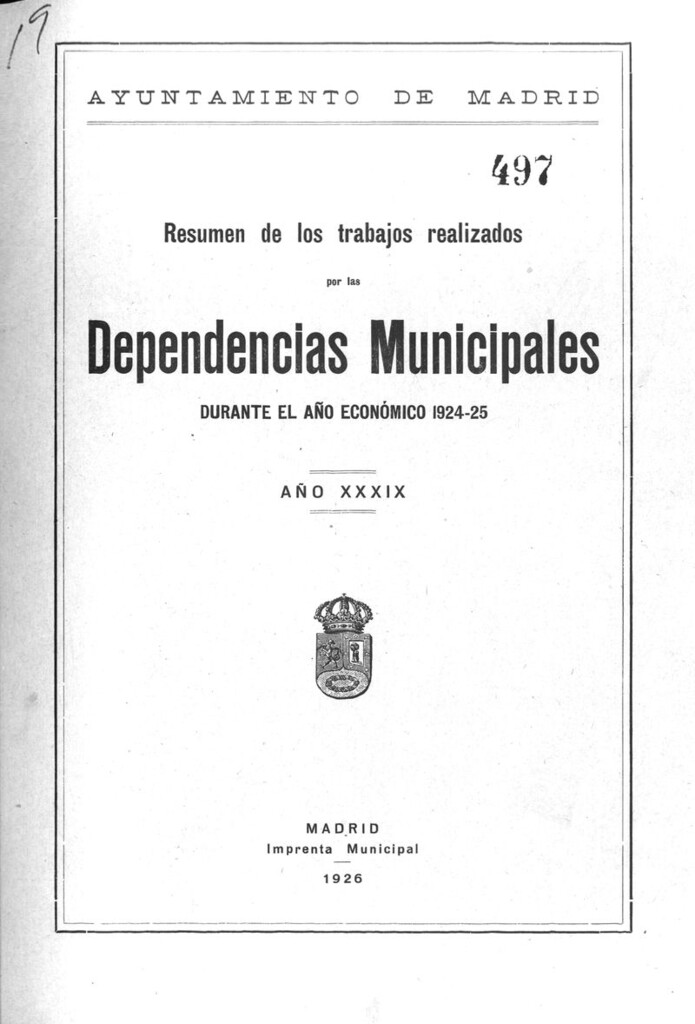 Miniatura de Resumen de los trabajos realizados para las dependencias municipales durante el año económico 1924-25