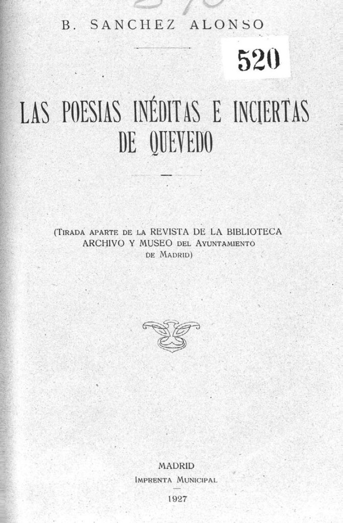 Miniatura de Las poesias inéditas e inciertas de Quevedo