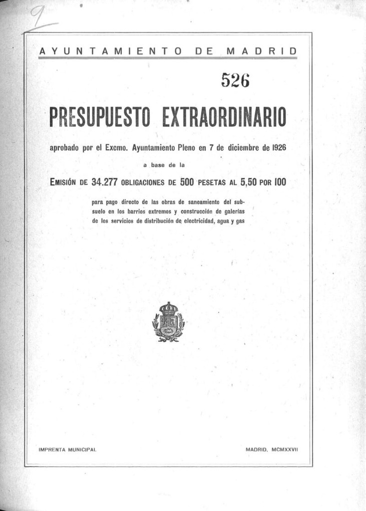 Miniatura de Presupuesto extraordinario aprobado por el excmo. Ayuntamiento Pleno en 7 de diciembre de 1926 [...]