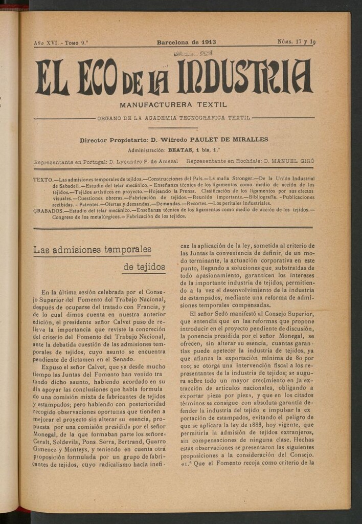 Miniatura de El Eco de la Industria de junio-julio de 1913