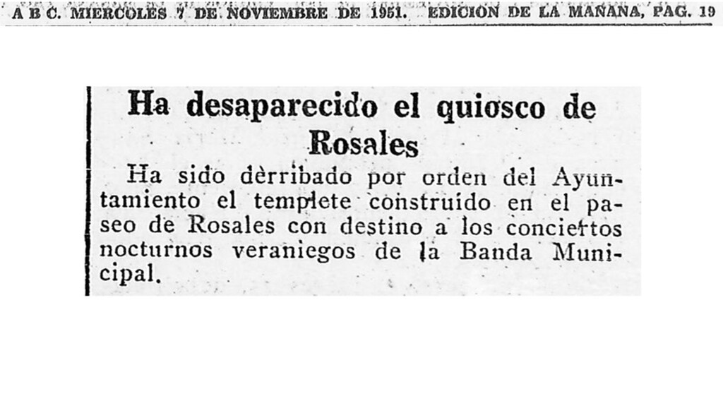Miniatura de Ha desaparecido el quiosco de Rosales