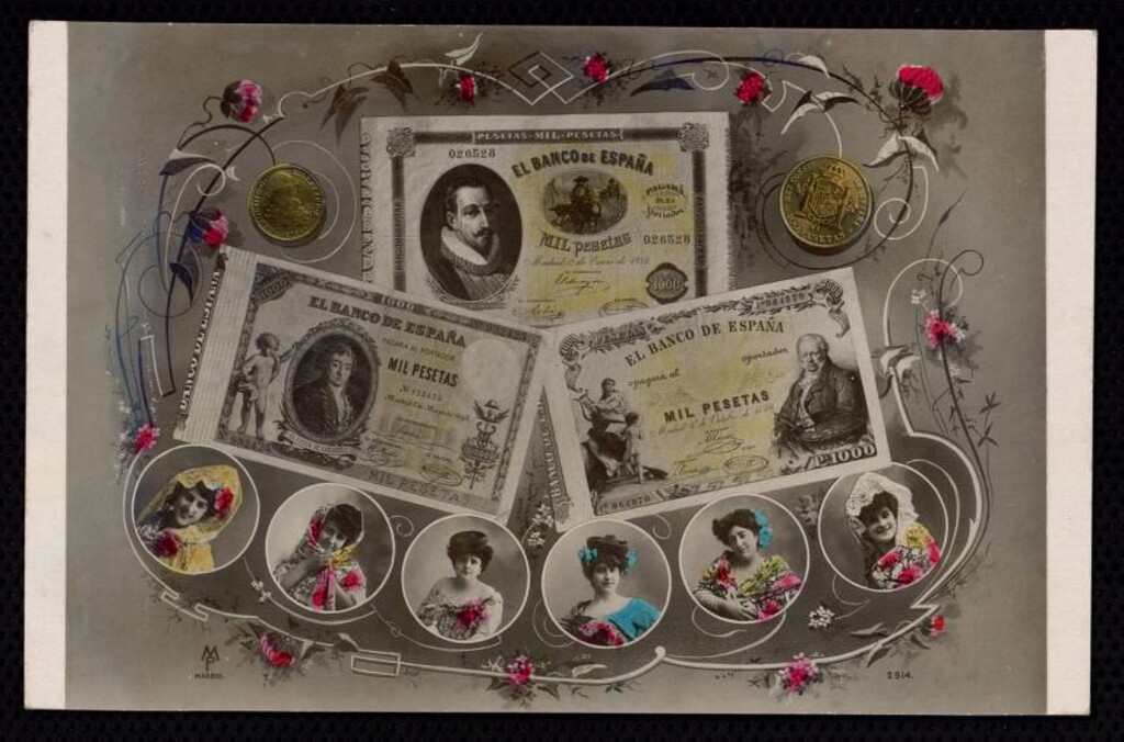 Miniatura de Seis actrices con billetes de 1. 000 pesetas