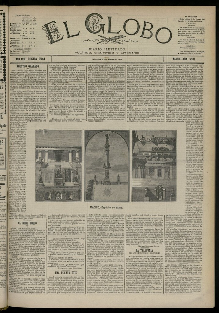 Miniatura de El Globo : diario ilustrado del 9 de marzo de 1892, nº 5968