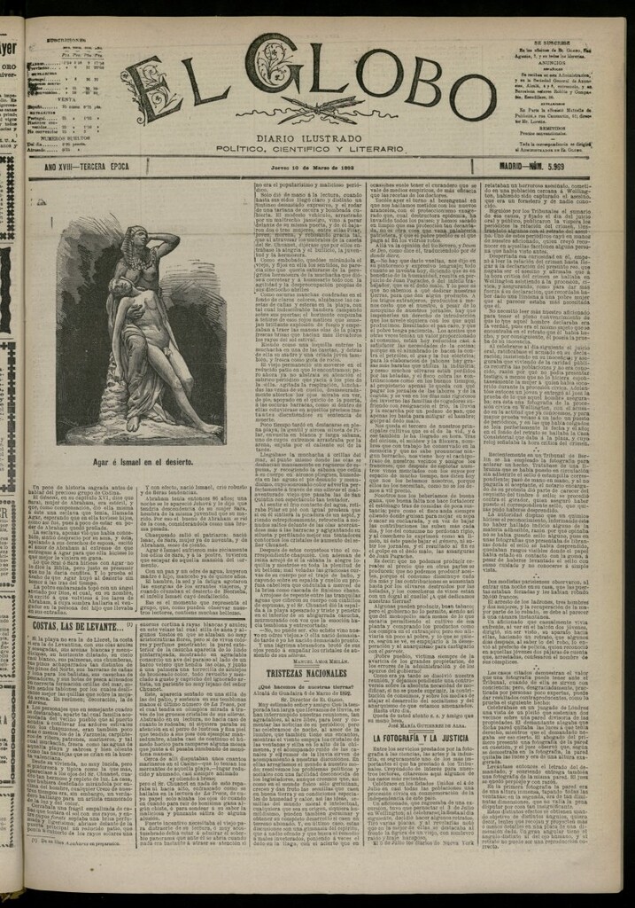 Miniatura de El Globo : diario ilustrado del 10 de marzo de 1892, nº 5969