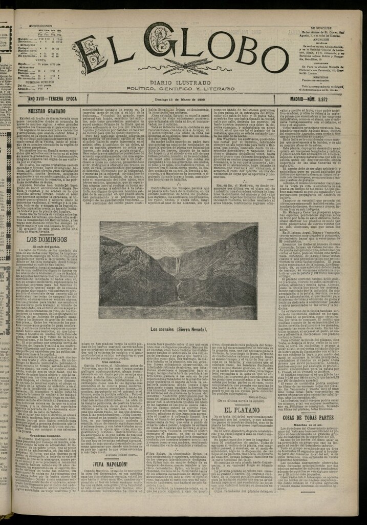 Miniatura de El Globo : diario ilustrado del 13 de marzo de 1892, nº 5972