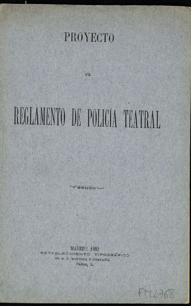 Miniatura de Proyecto de reglamento de policía teatral