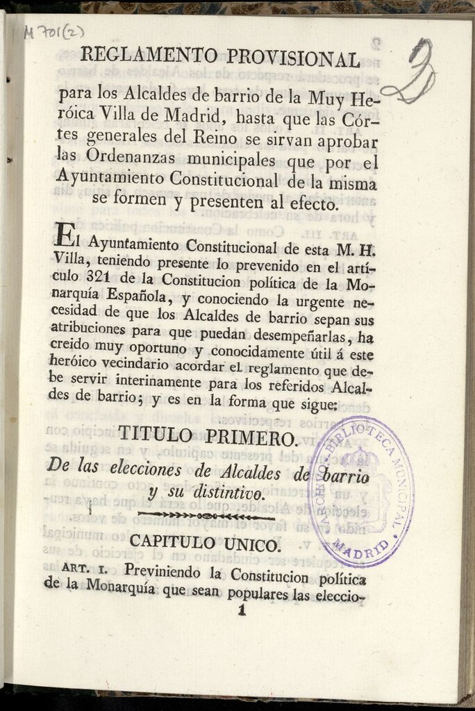 Miniatura de Reglamento provisional para los Alcaldes de barrio