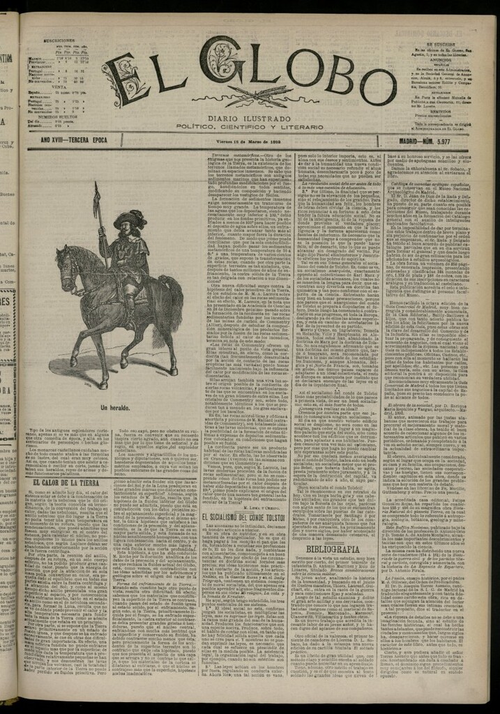 Miniatura de El Globo : diario ilustrado del 18 de marzo de 1892, nº 5977