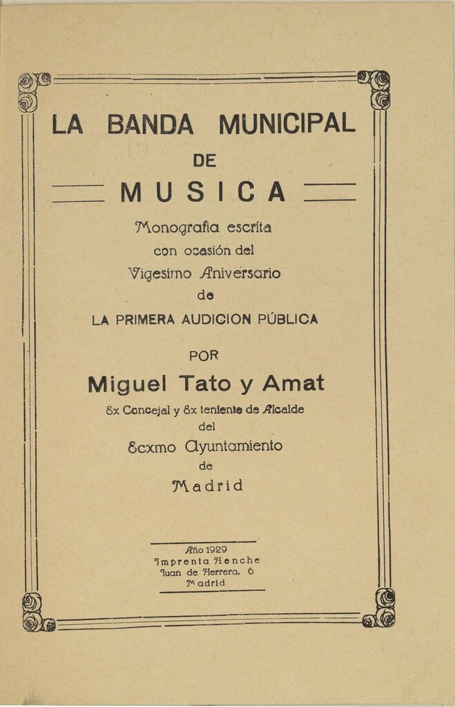Miniatura de La Banda Municipal de Música : monografía escrita con ocasión del Vigésimo Aniversario de la primera audición pública
