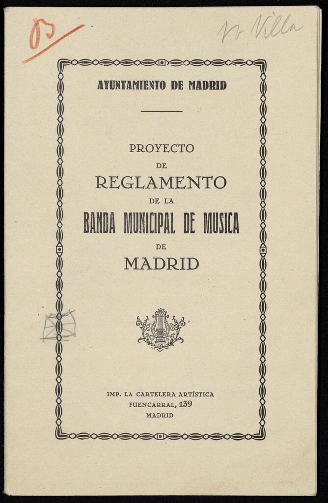 Miniatura de Proyecto de reglamento de la Banda Municipal de Música de Madrid [1929]