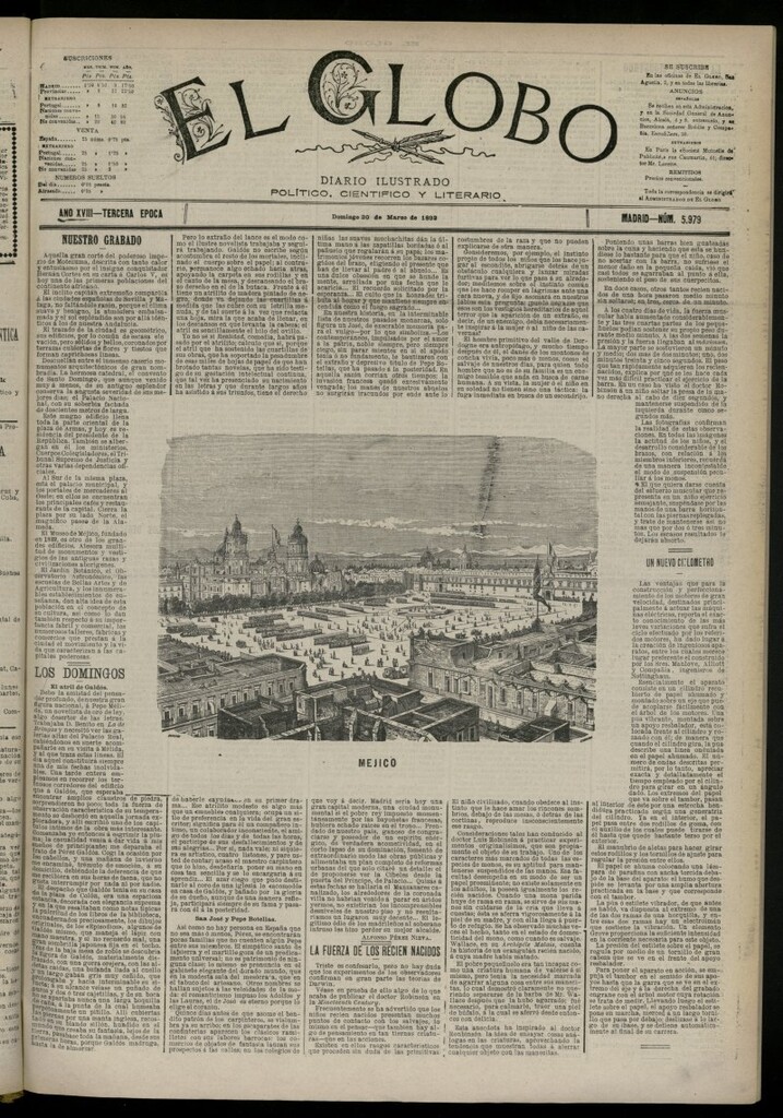 Miniatura de El Globo : diario ilustrado del 20 de marzo de 1892, nº 5979