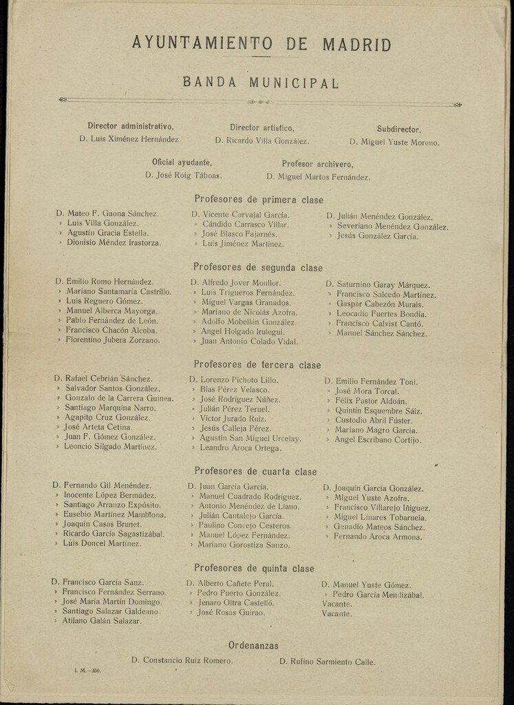 Miniatura de Documentos sueltos referentes a la Banda Municipal (1930)