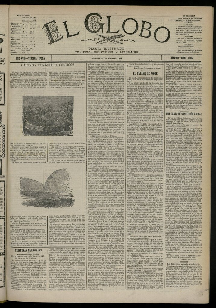 Miniatura de El Globo : diario ilustrado del 23 de marzo de 1892, nº 5982