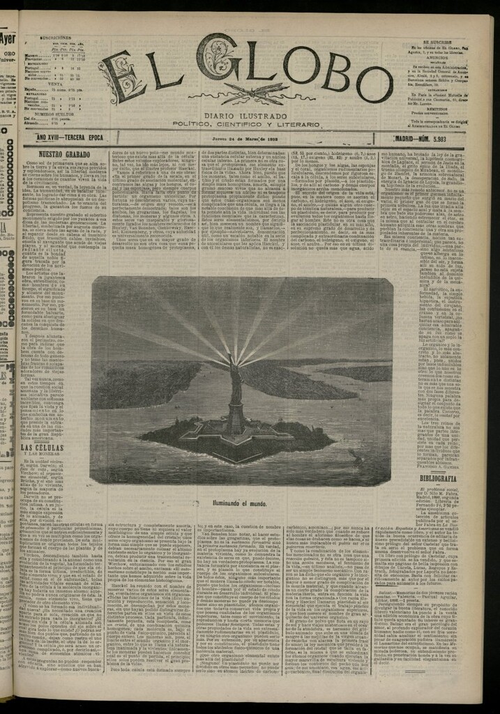 Miniatura de El Globo : diario ilustrado del 24 de marzo de 1892, nº 5983